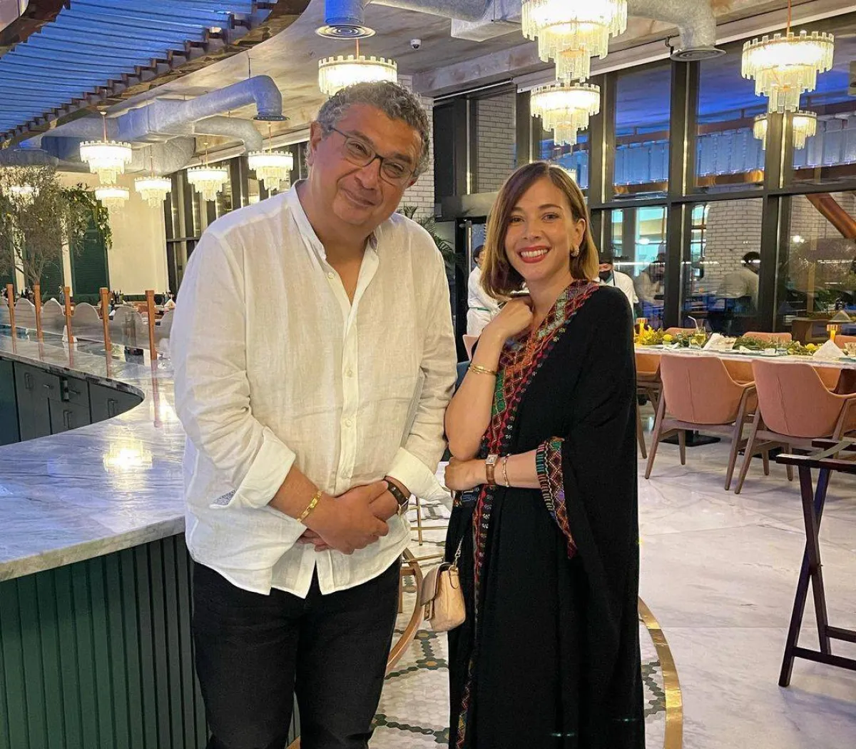 فاطمة البنوي مع ماجد الكدواني - صورة من حسابها على انستغرام