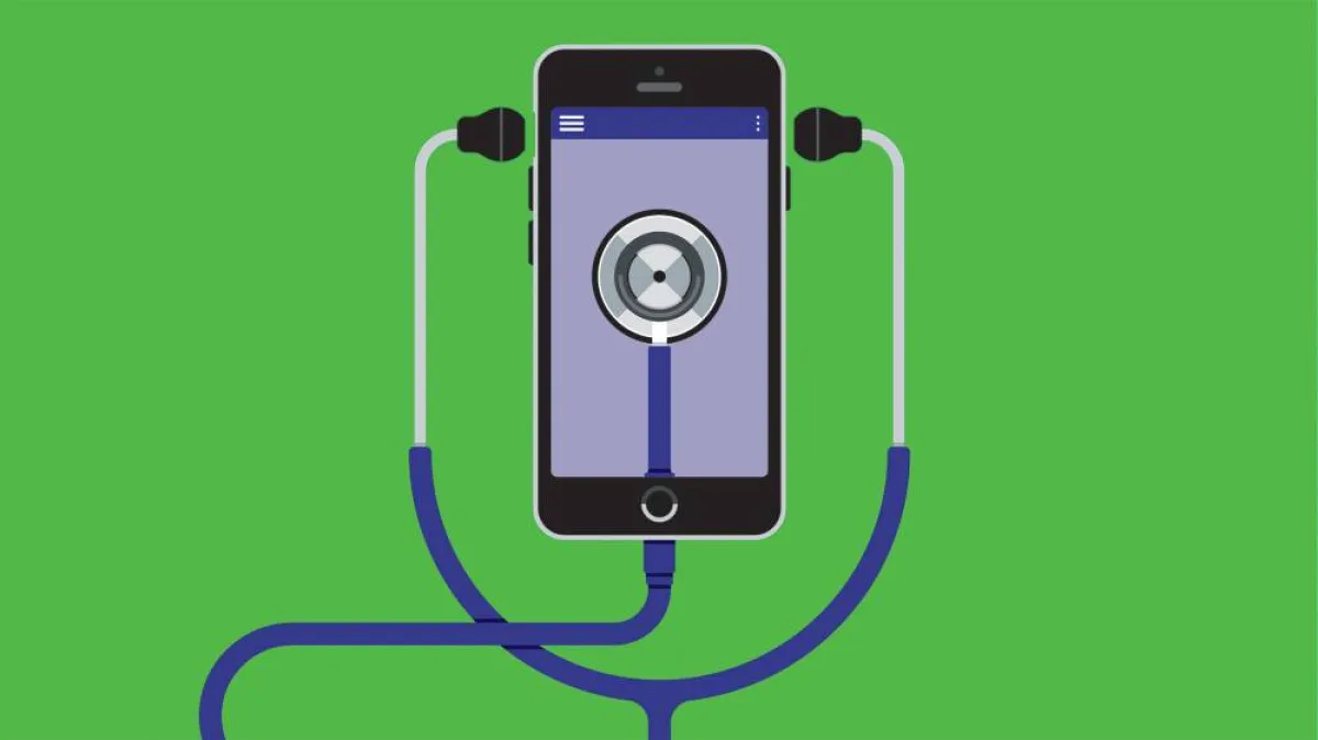 صورة تعبيرية لسماعة طبيب في هاتف ذكي