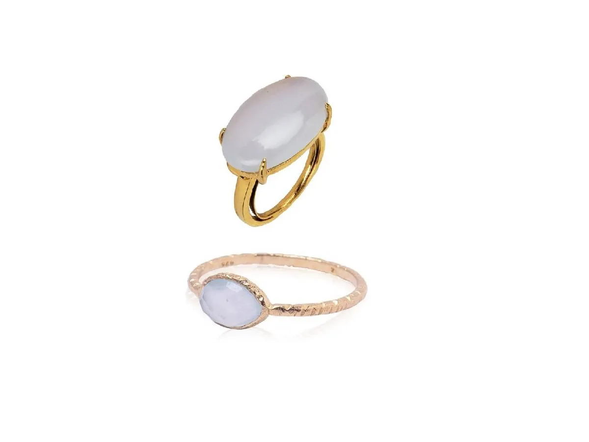 موديلات خواتم مرصعة بحجر العقيق الأبيض