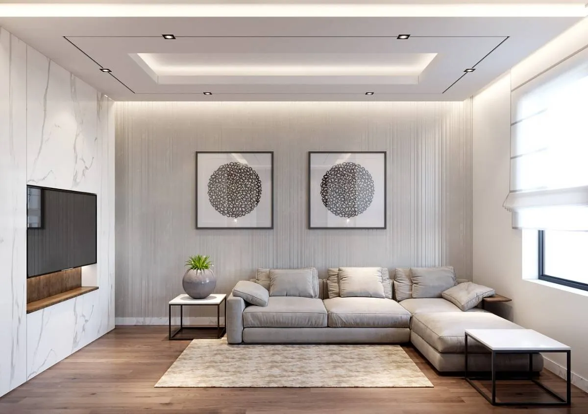 لمسات شرقية في صالة حديثة الديكورات