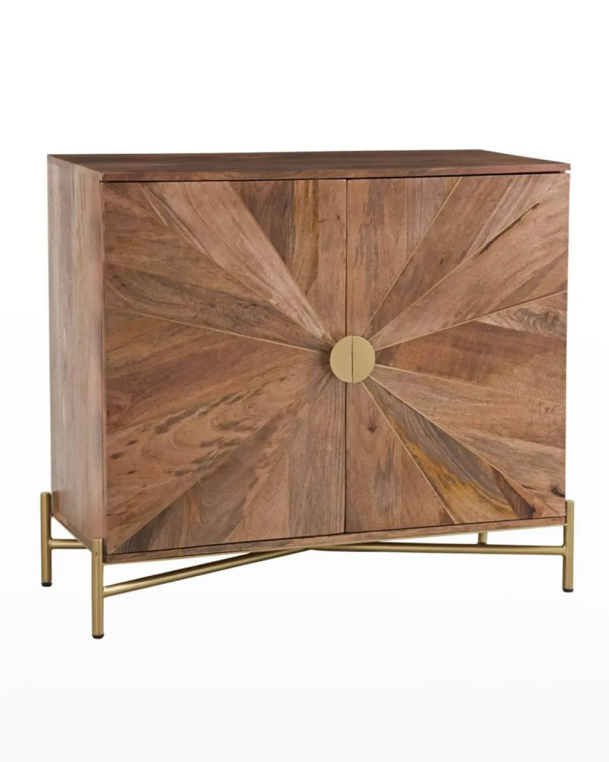 خزانة يدويّة الصنع من خشب المانجو الصلب، المطعم بتفاصيل من النحاس الأصفر