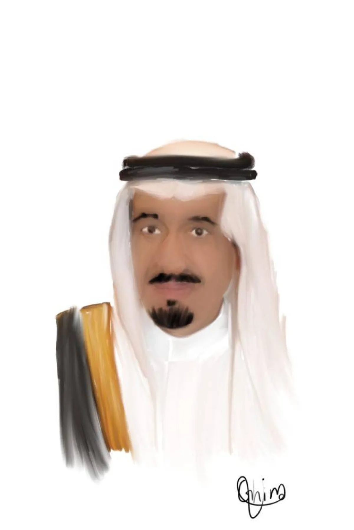 تظهر الصورة شخصية الملك سلمان بأنامل غنى خليل