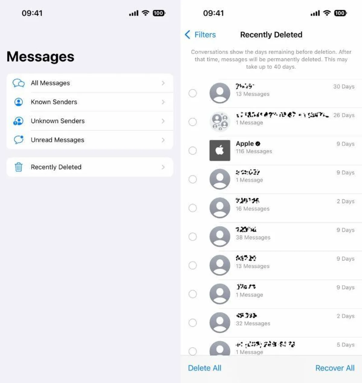 صورة لكيفية استعادة رسائل محذوفة على هواتف آيفون