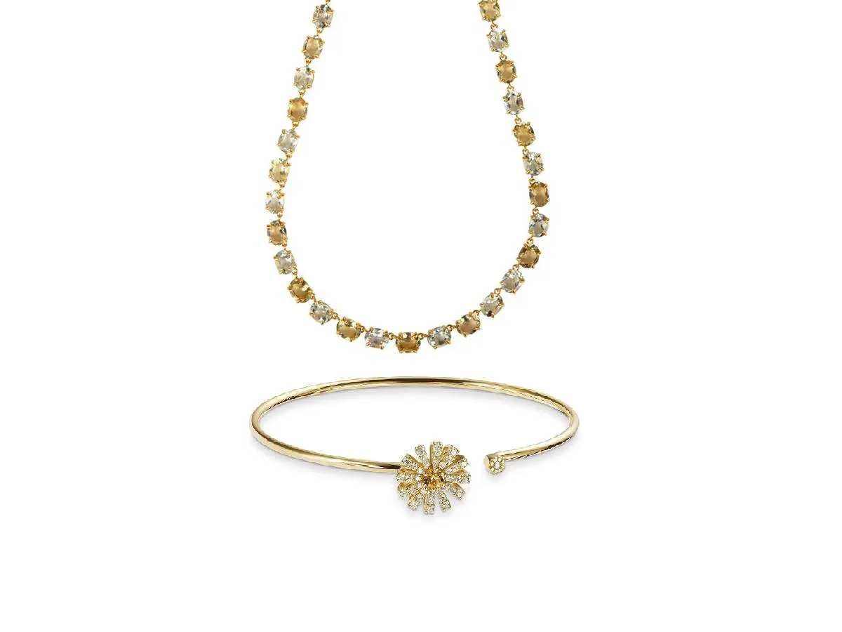 مجوهرات مرصعة بحجر الكوارتز الأصفر