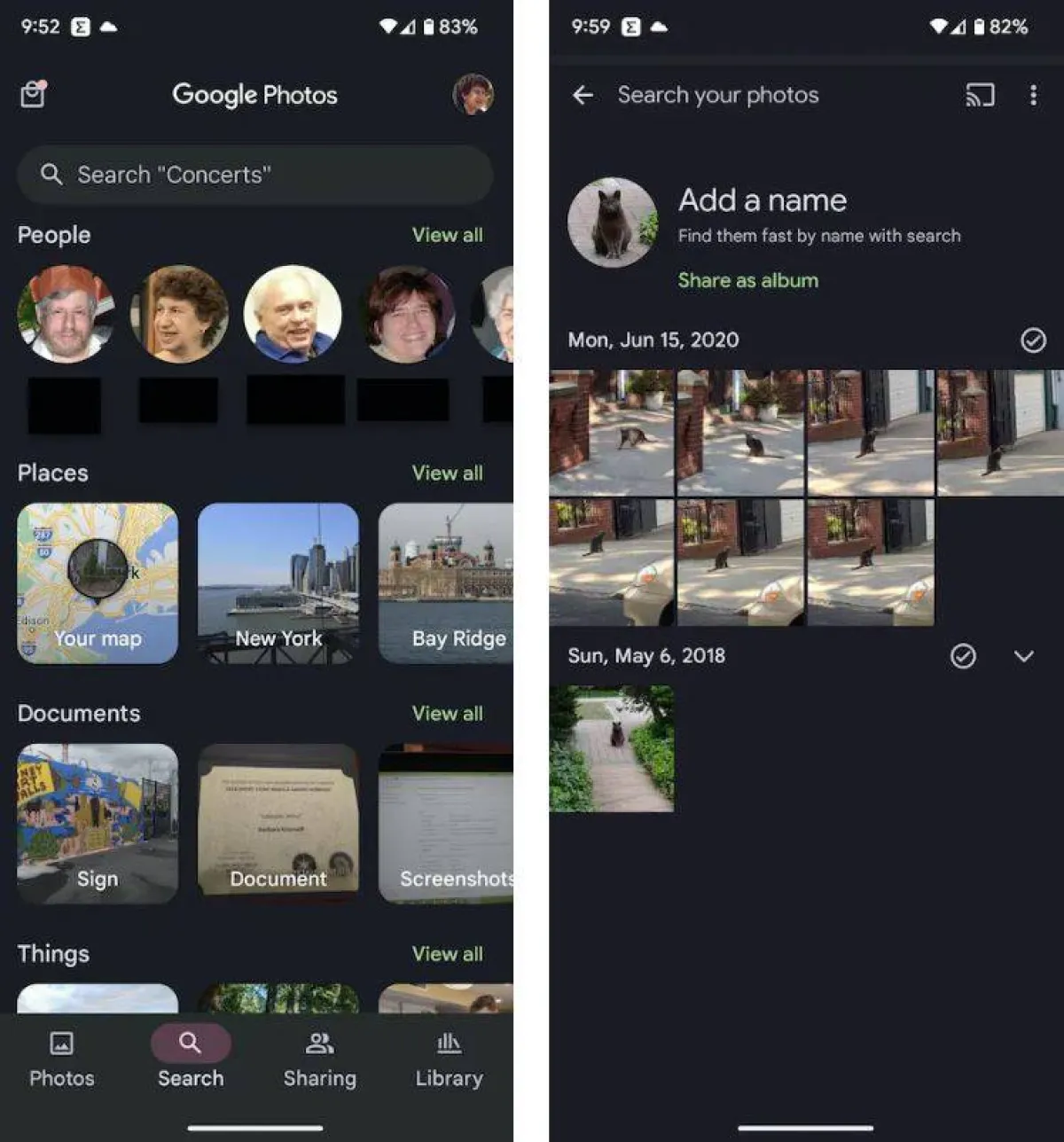 صورة تسمية الصور في تطبيق صور جوجل باستخدام الهاتف