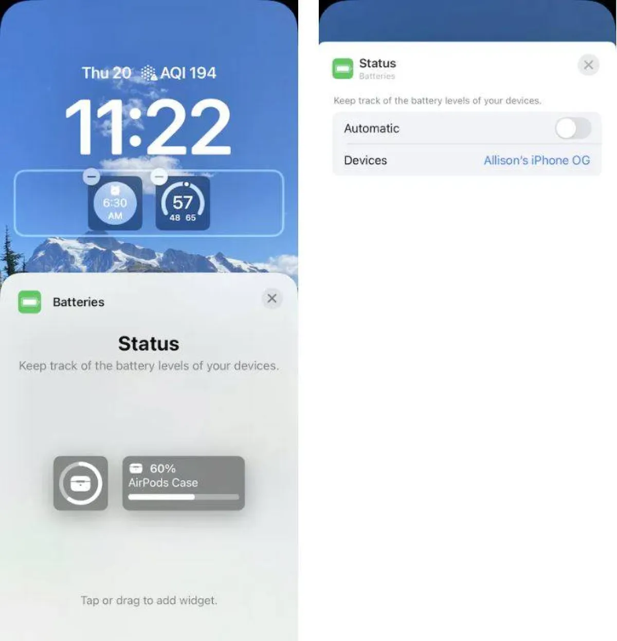 صورة لطريقة إظهار نسبة البطارية