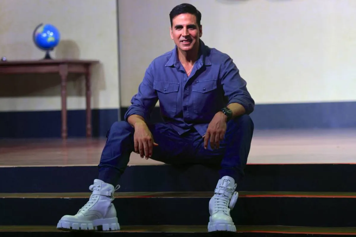 Bollywood actor Akshay Kumar poses for pictures during the trailer launch of his upcoming psychological crime thriller Hindi-language film 'Cuttputlli' in Mumbai on August 20, 2022. SUJIT JAISWAL / AFP