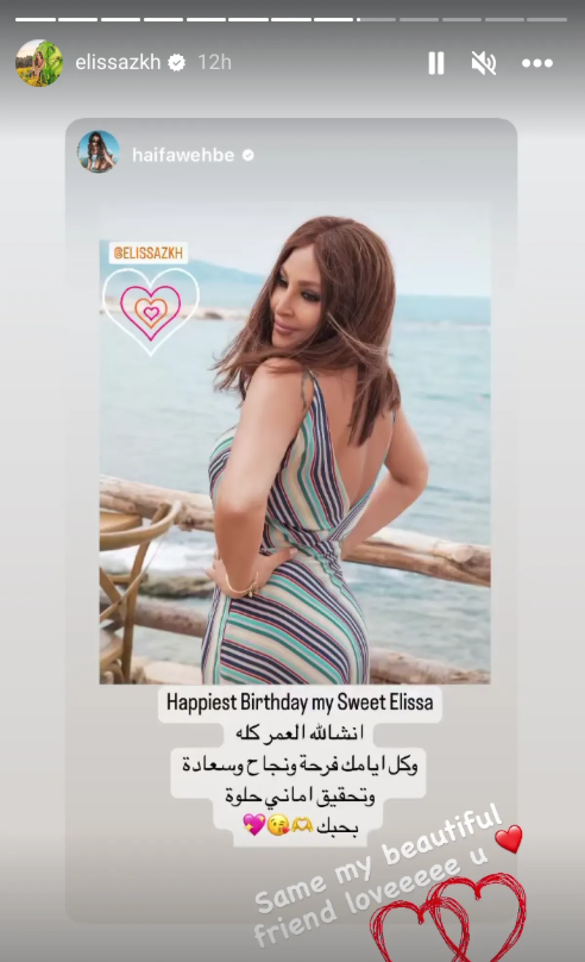 إليسا تعيد نشر ستوري هيفاء وهبي