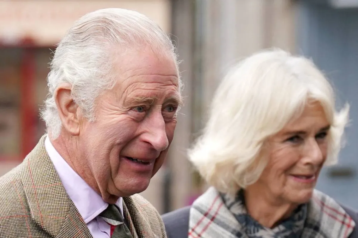 Britain's King Charles III (L) and Britain's Camilla, Queen Consort (R) arrive at a reception to thank the community of Aberdeenshire for their organisation and support following the death of Queen Elizabeth II at Station Square, the Victoria & Albert Halls, in Ballater, on October 11, 2022. Andrew Milligan / POOL / AFP