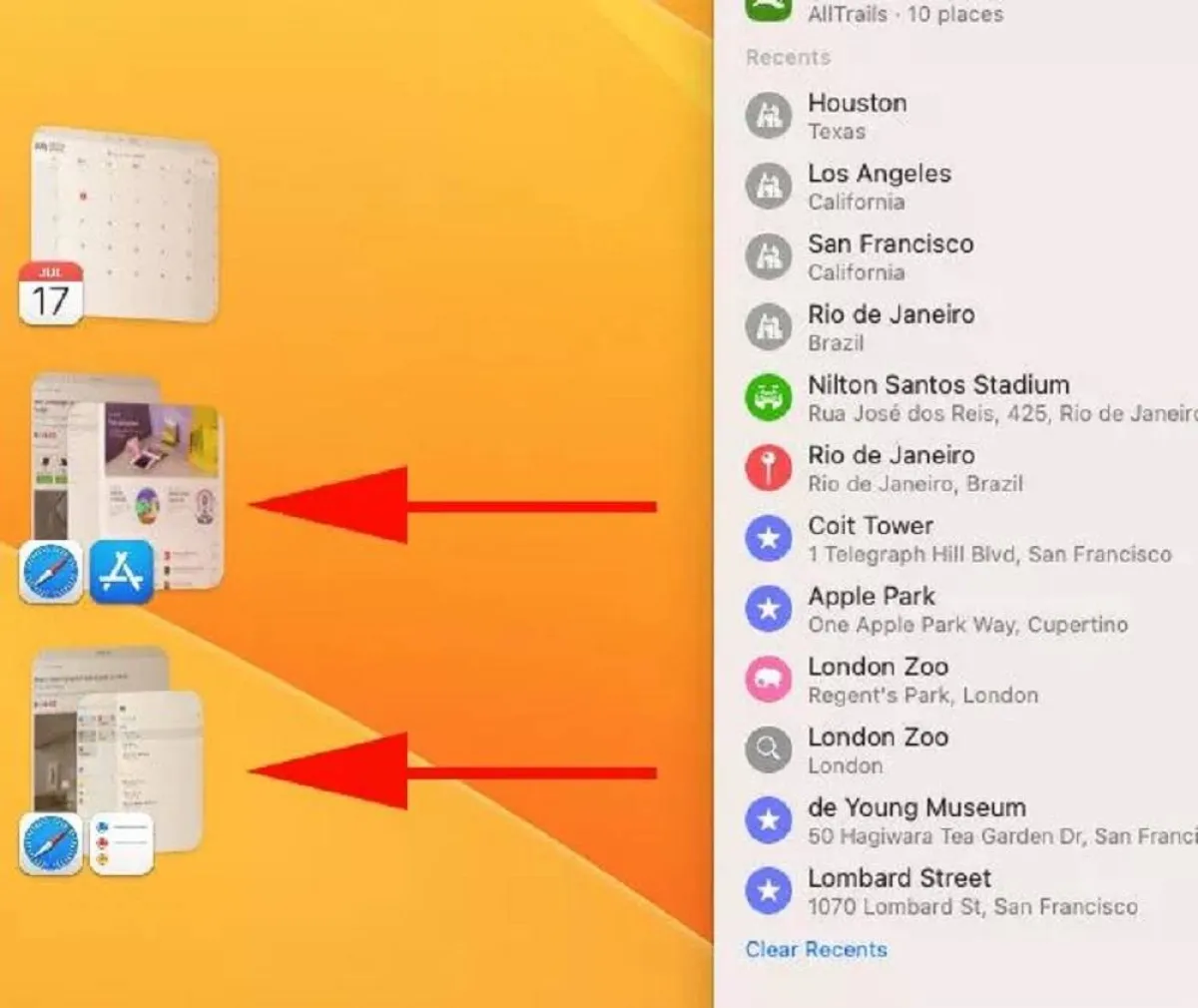 صورة لتجميع التطبيقات والنوافذ في Stage Manager