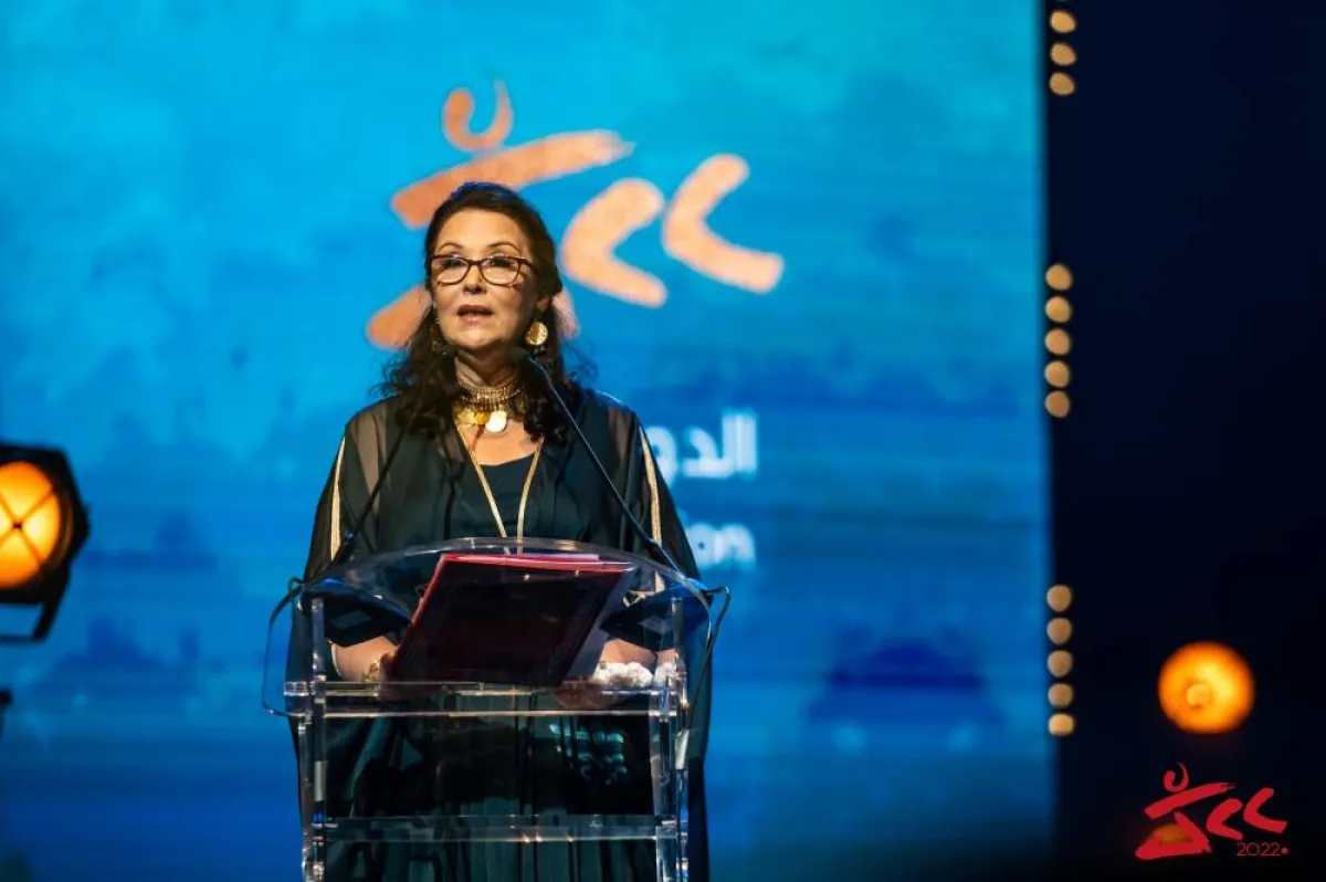 وزيرة الثقافة حياة قطاط القرمازي اثناء القاء كلمتها - الصورة من صفحة المهرجان على الفيسبوك