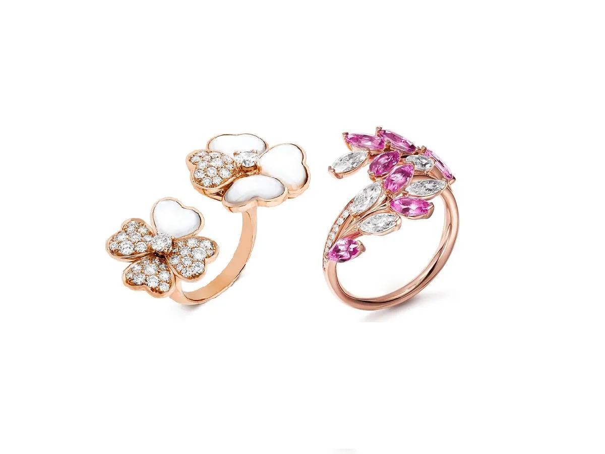 بتصاميم مرصوفة بالأحجار الكريمة.. تألقي بخواتم ذهب وردي مفتوحة لإطلالة تخطف العيون