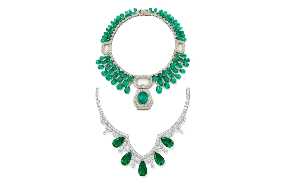 قلادات مرصوفة بالزمرد والألماس لإطلالة فاخرة لعروس 2022