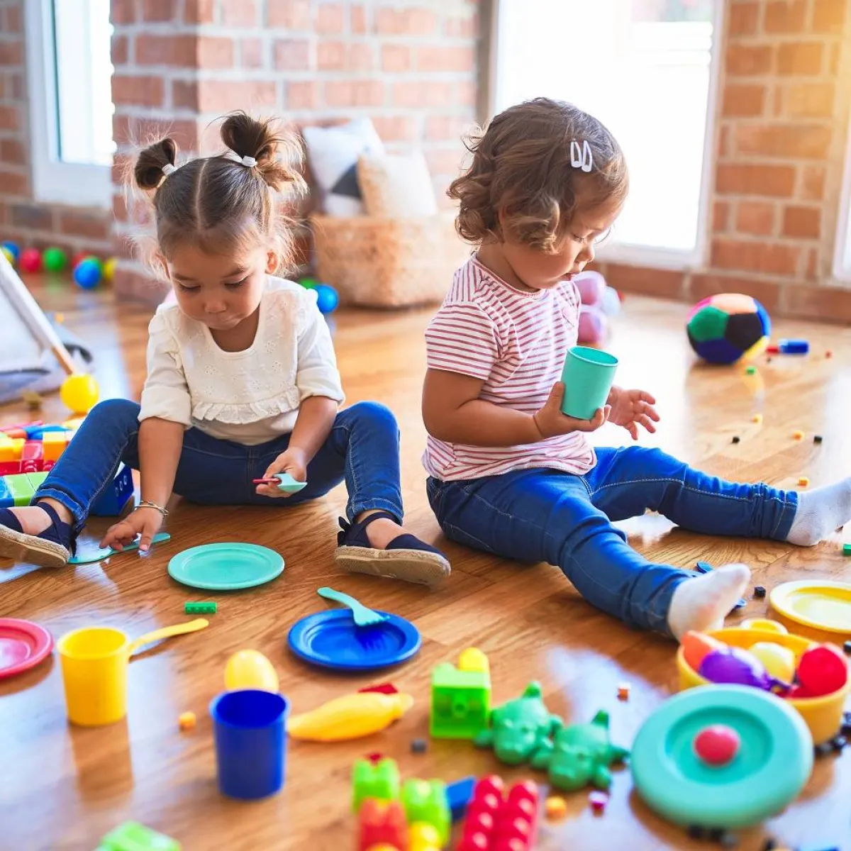 صورة لطفلتين تلعبان