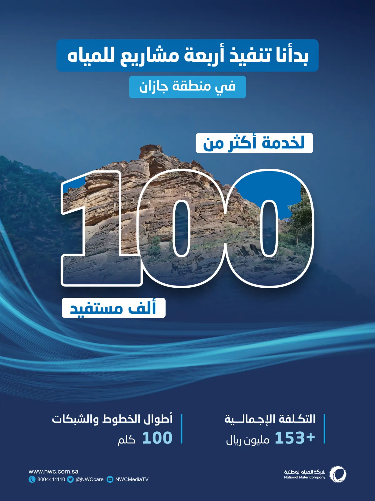شركة المياه الوطنية تشرع في تنفيذ 4 عقود بأكثر من 153 مليون ريال منطقة جازان