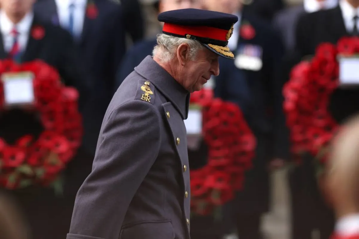 Britain's King Charles III attends the Remembrance Sunday ceremony at the Cenotaph on Whitehall in central London, on November 13, 2022. Remembrance Sunday is an annual commemoration held on the closest Sunday to Armistice Day, November 11, the anniversary of the end of the First World War and services across Commonwealth countries remember servicemen and women who have fallen in the line of duty since WWI. ISABEL INFANTES / POOL / AFP