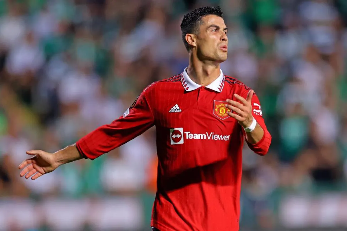 Manchester United's Portuguese striker Cristiano Ronaldo reacts during the UEFA Europa League group E football match between Cyprus' Omonia Nicosia and England's Manchester United at GSP stadium in the capital Nicosia on October 6, 2022. AFP