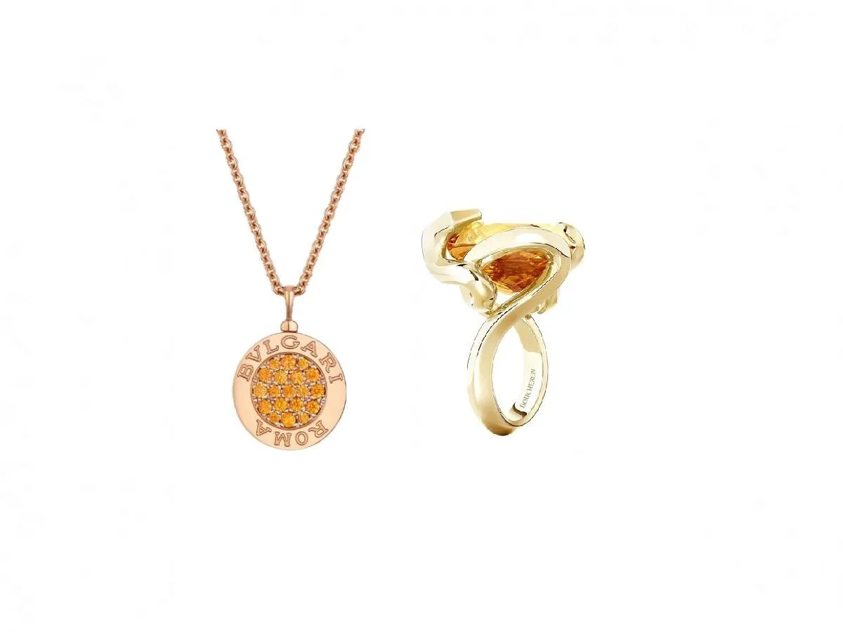 موديلات مجوهرات خريفية مرصعة بالألماس والأحجار البرتقالية