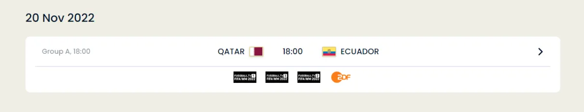 مباريات يوم 20 نوفمبر 2022 - الصورة من موقع فيفا