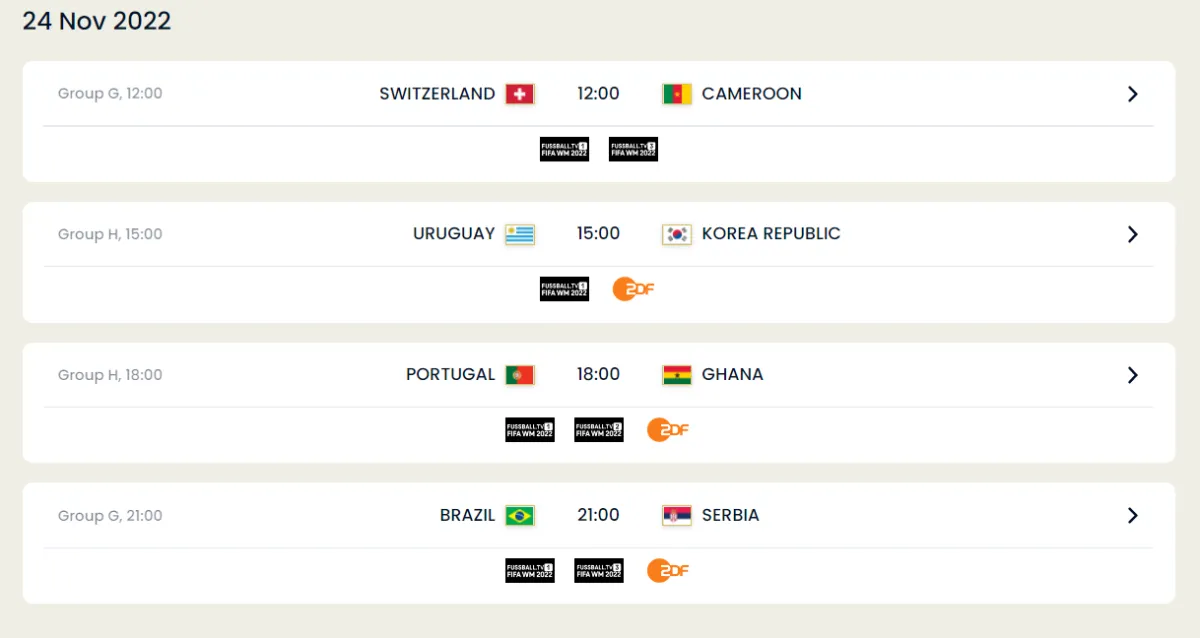 مباريات يوم 24 نوفمبر - الصورة من موقع الفيفا