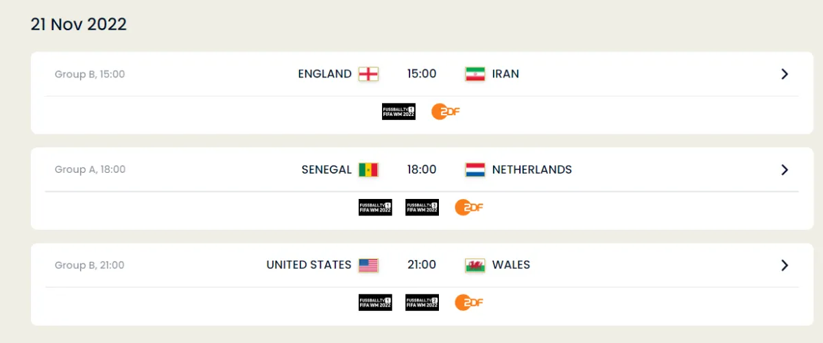 مباريات 21 نوفمبر 2022 - الصورة من موقع الفيفا