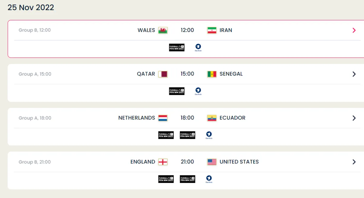 مباريات يوم 25 نوفمبر - الصورة من موقع الفيفا