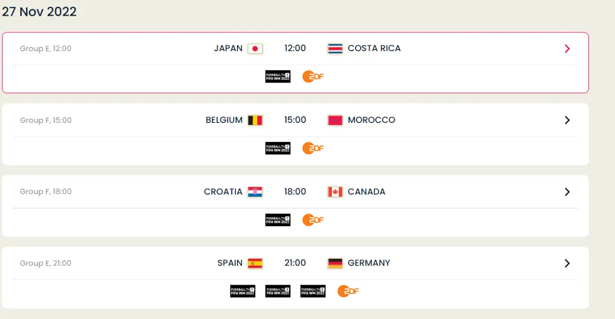 مباريات يوم 27 نوفمبر - الصورة من موقع فيفا