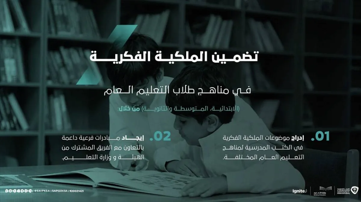 بالشراكـة مع وزارة التعليـم، الملكيـة الفكريـة في مناهج التعليم العـام - الصورة من موقع الهيئة