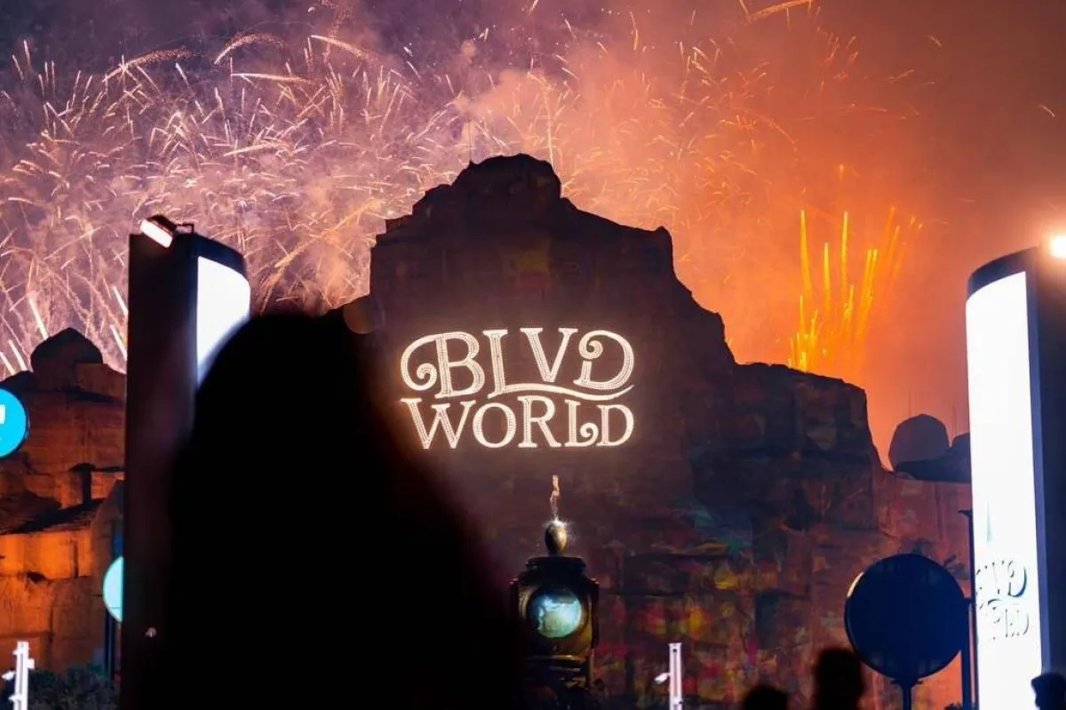 الألعاب النارية تحتفي بمنطقة بوليفارد وورلد - الصورة من حساب تركي آل الشيخ