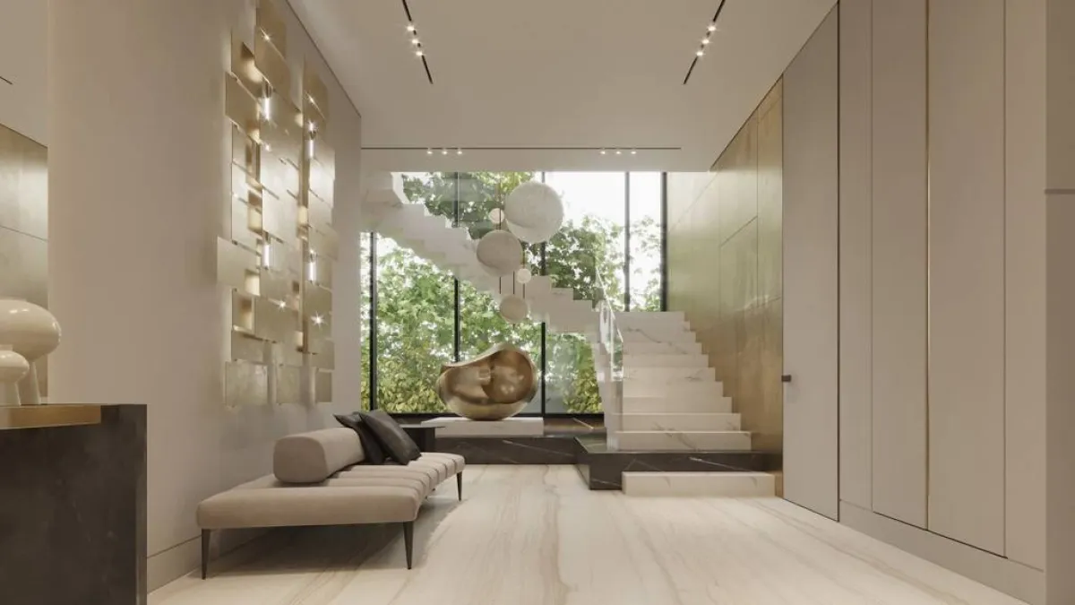 نموذج عن كيفيّة جعل المساحة الواقعة أسفل الدرج الداخلي تشرق 