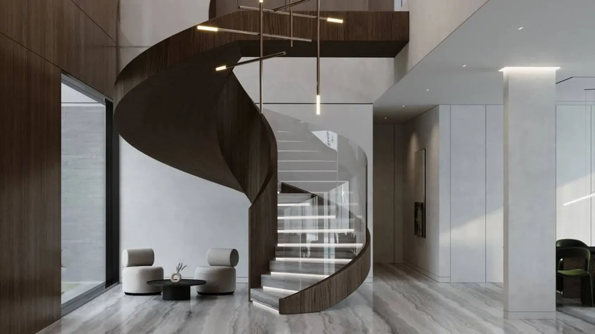 مكان للجلوس أسفل الدرج الداخلي