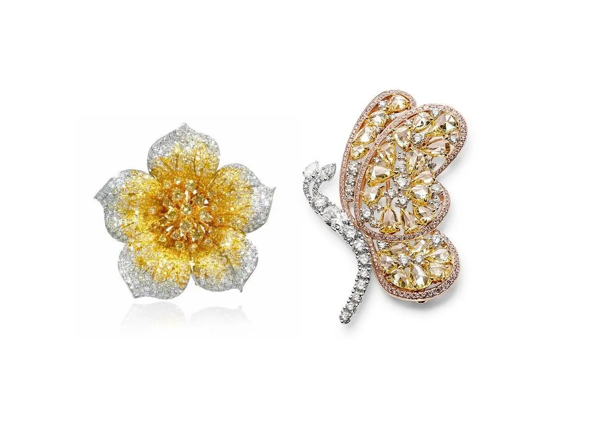 كيف تنسقي البروشات المرصعة بالألماس الأصفر مع العباية في شتاء 2023؟