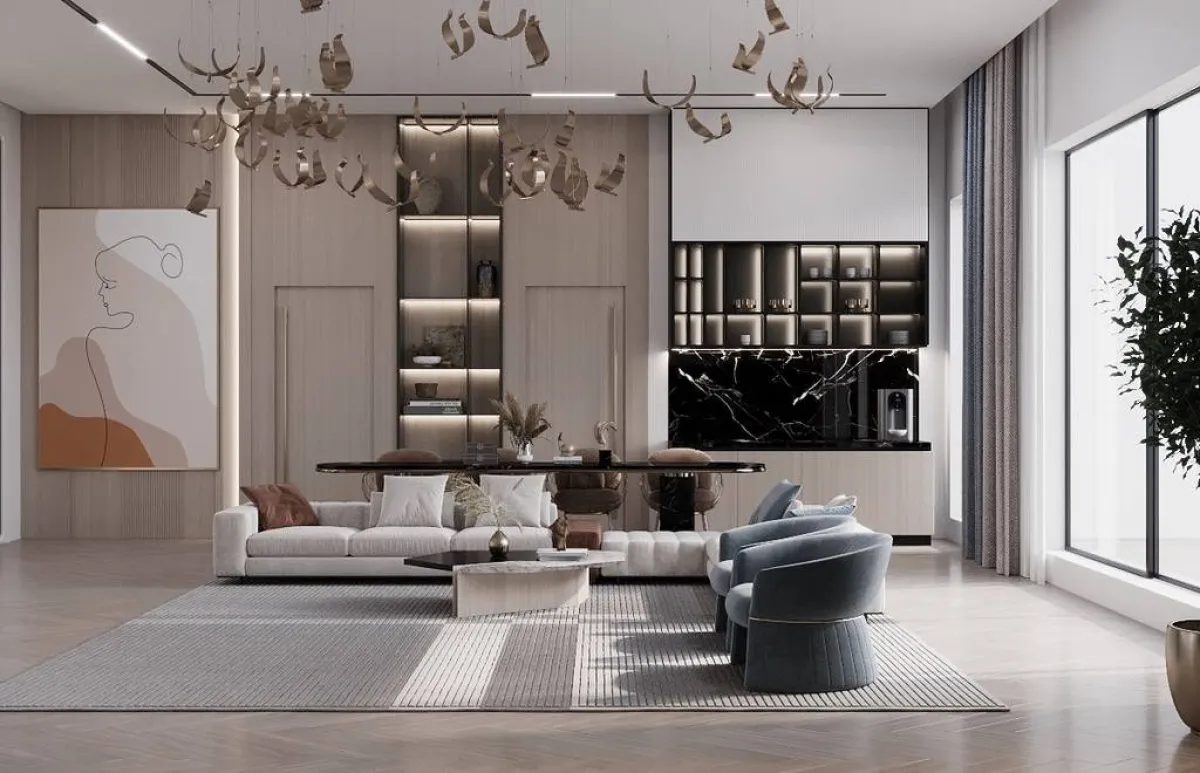 نموذج عن صالة الاسقبال الثرية في التفاصيل