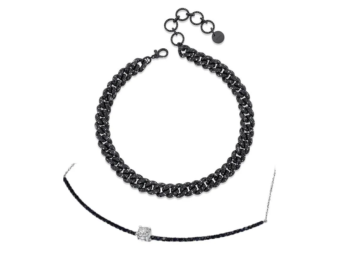 موديلات سلاسل مرصعة بالماس الأسود.. الحجر الذي يحيطه الغموض!