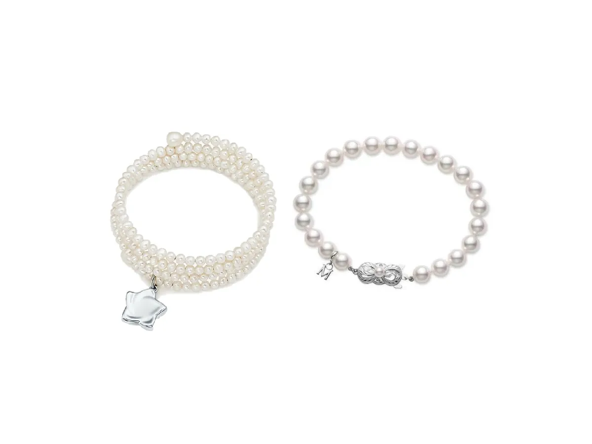 موديلات أساور مرصعة باللؤلؤ الأبيض