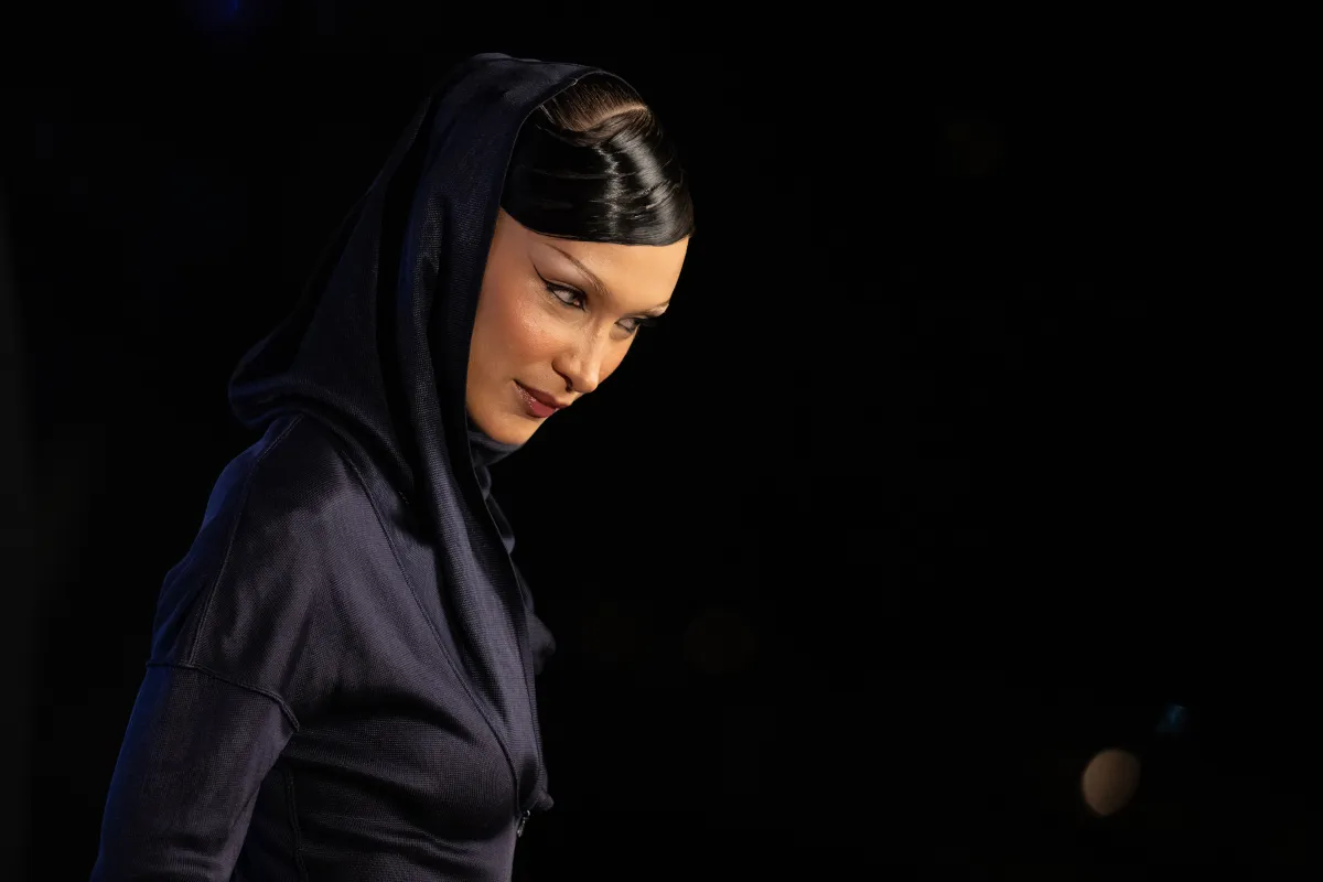 US model Bella Hadid arrives to attend the Fashion Trust Arabia Awards, a part of year-round cultural events culminating the FIFA World Cup Qatar 2022 football tournament, at the national museum of Qatar in Doha on October 26, 2022. Jewel SAMAD / AFP