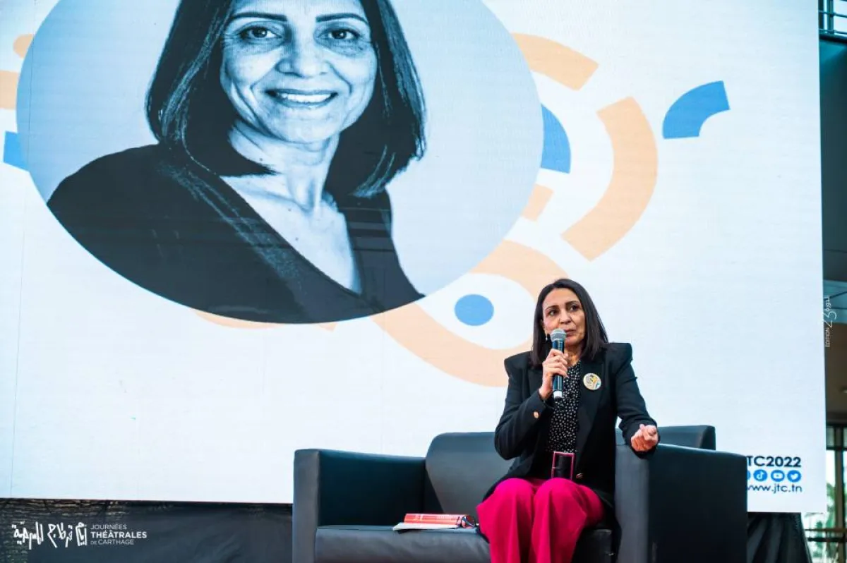 مديرة المهرجان نصاف بن حفصية أثناء ندوتها الصحفية- الصورة من الموقع الرسمي للمهرجان على الانترنت