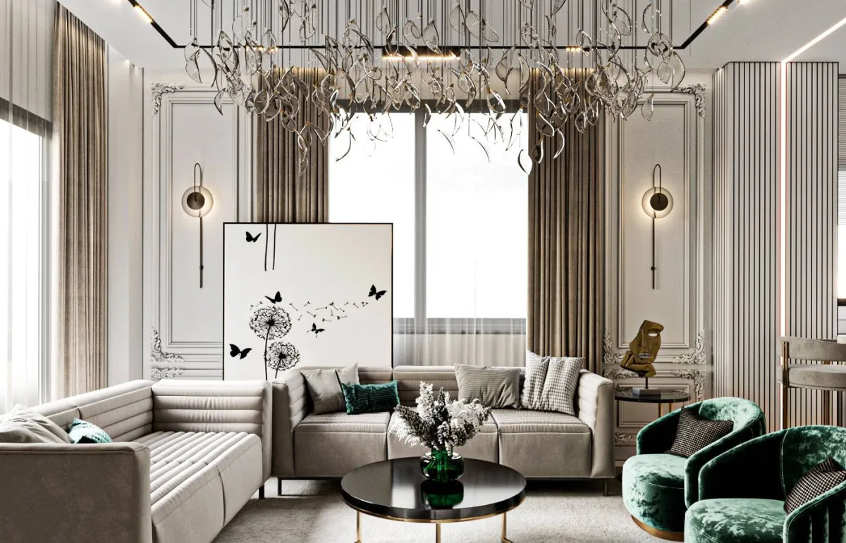 ألوان محايدة في ديكور الصالة