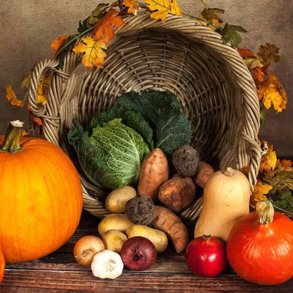 صورة لعدد من ثمار الفاكهة والخضروات