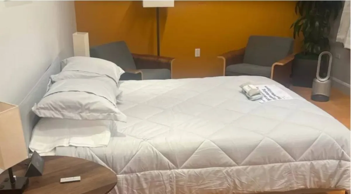 A conference room converted into a bedroom at Twitter's San Francisco HQ - from bbc 8 Dec 2022