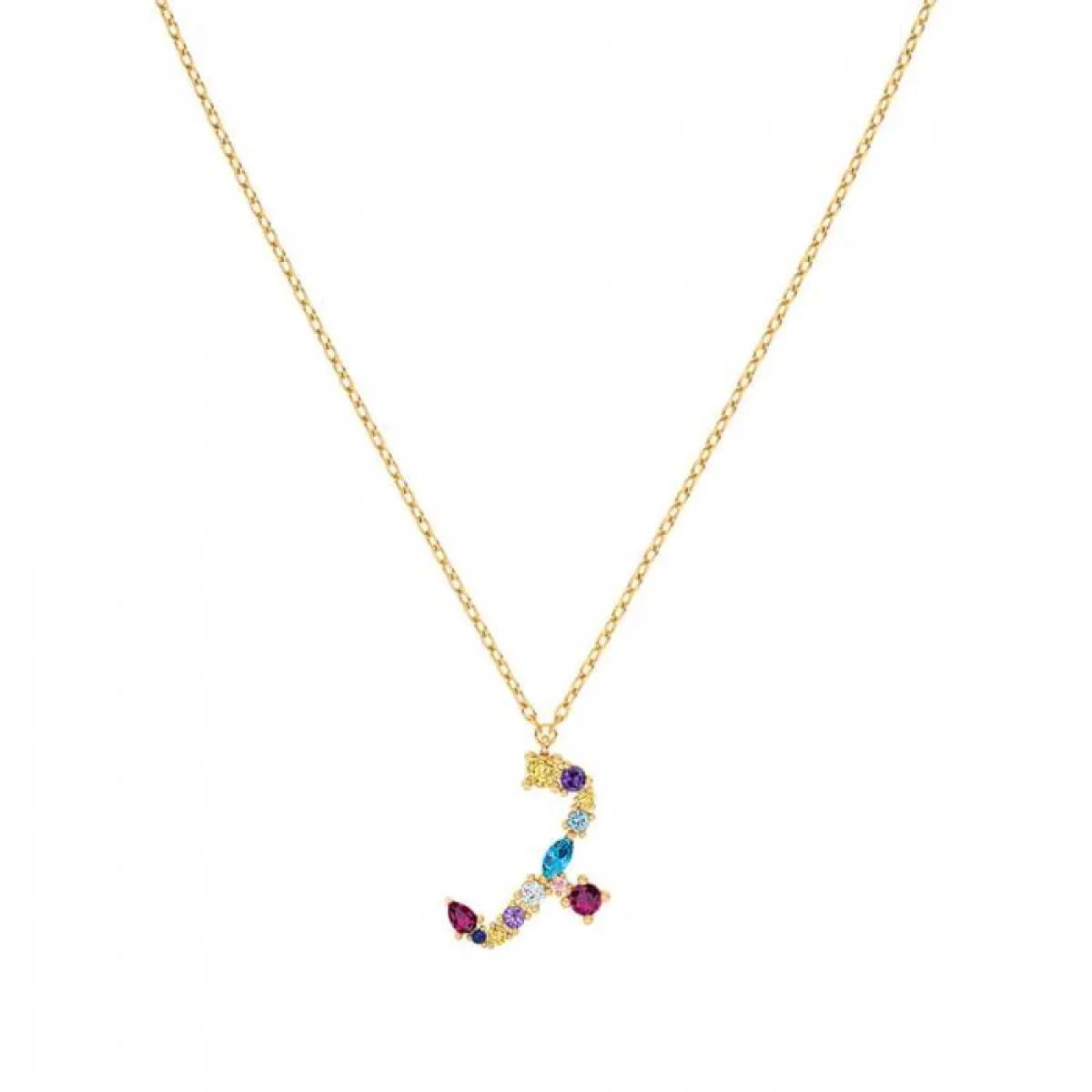 قلادة ذهب بحرف ب من لازوردي 