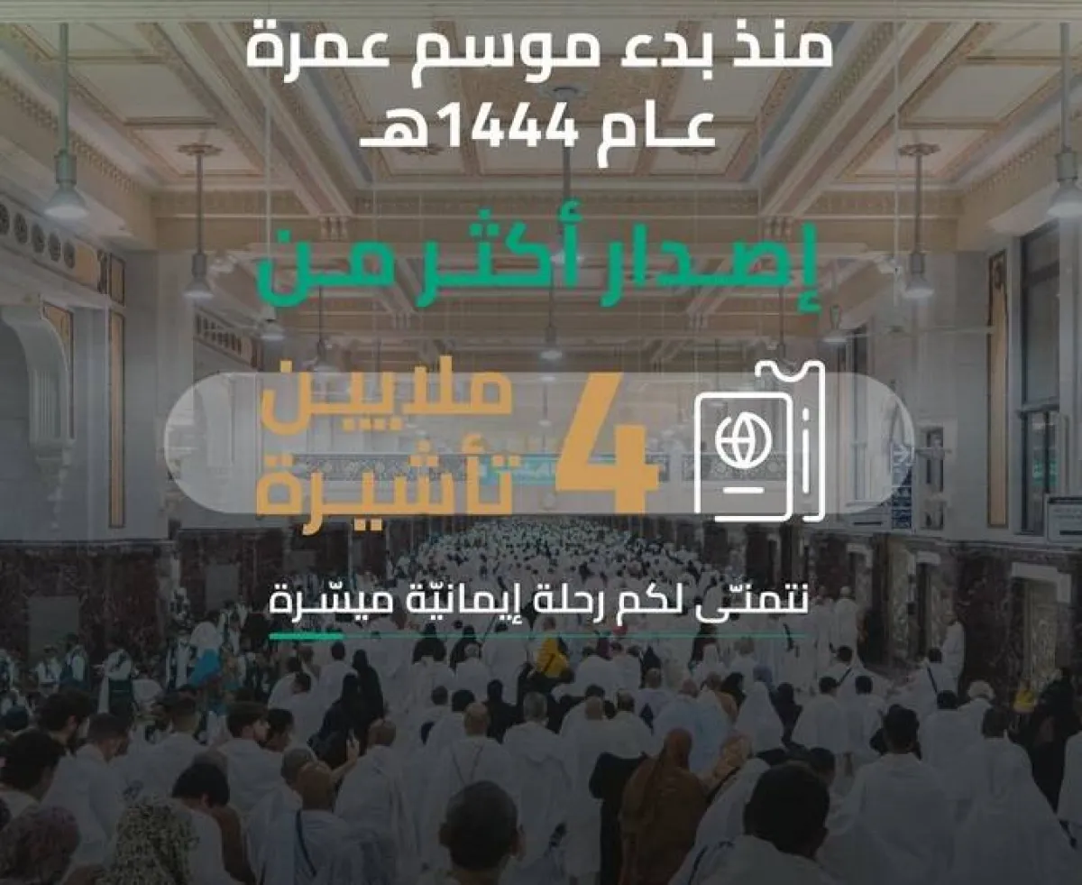 إصدار 4 ملايين تأشيرة للمعتمرين خلال 5 أشهر. الصورة من تويتر وزارة الحج والعمرة