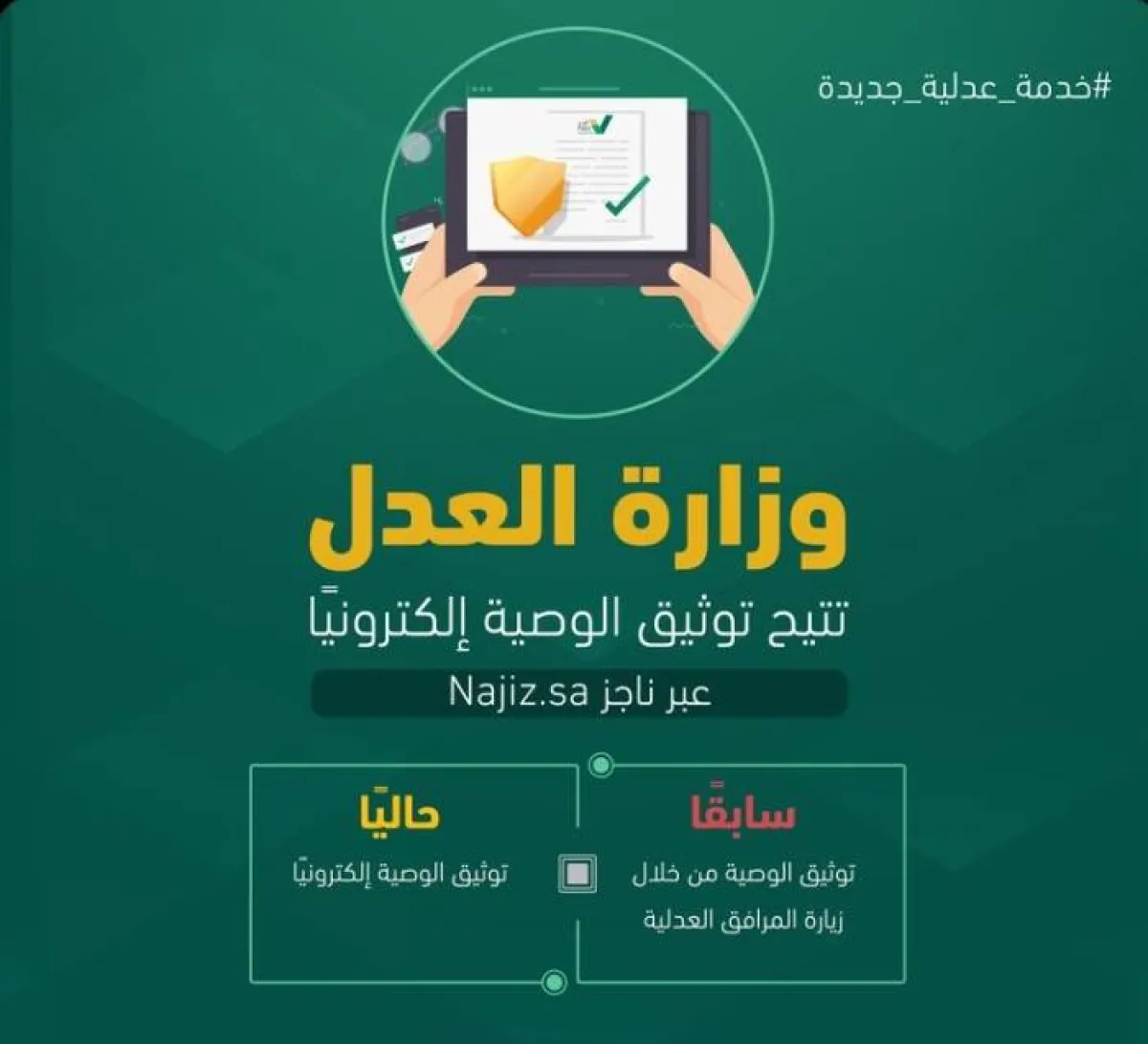 وزارة العدل تتيح توثيق الوصية إلكترونيا - الصورة من حساب وزارة العدل