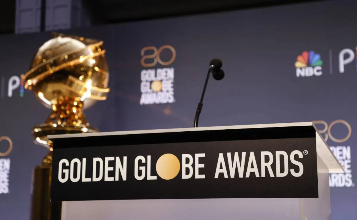Golden Globe Awards on display during the unveiling of the nominations for the 80th Golden Globe awards, in Berverly Hills, California, on December 12, 2022. Michael Tran / AFP