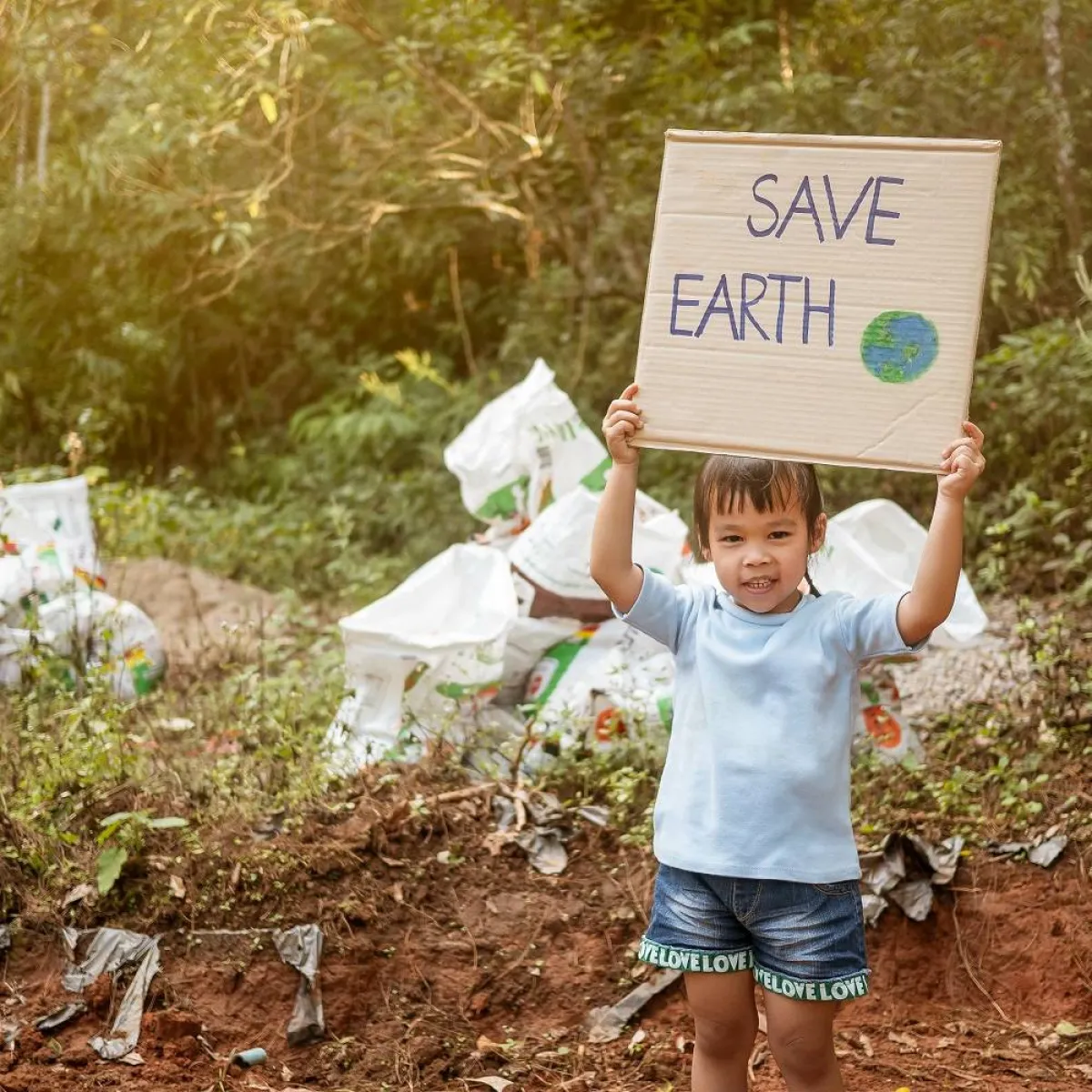 صورة لطفلة ترفع شعاراً