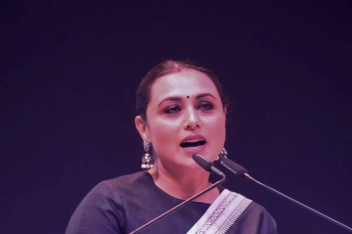 Bollywood actress Rani Mukherjee addresses during the inauguration ceremony of 28th Kolkata International film festival in Kolkata on December 15, 2022. Dibyangshu SARKAR / AFP