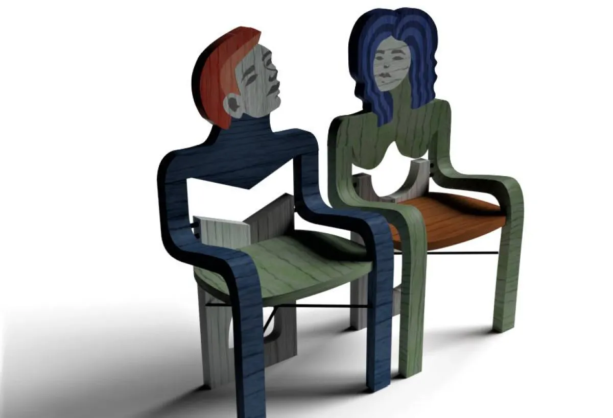 كرسي أطلقت عليه المصممة اسم «الوعد» بين الرجل والمرأة