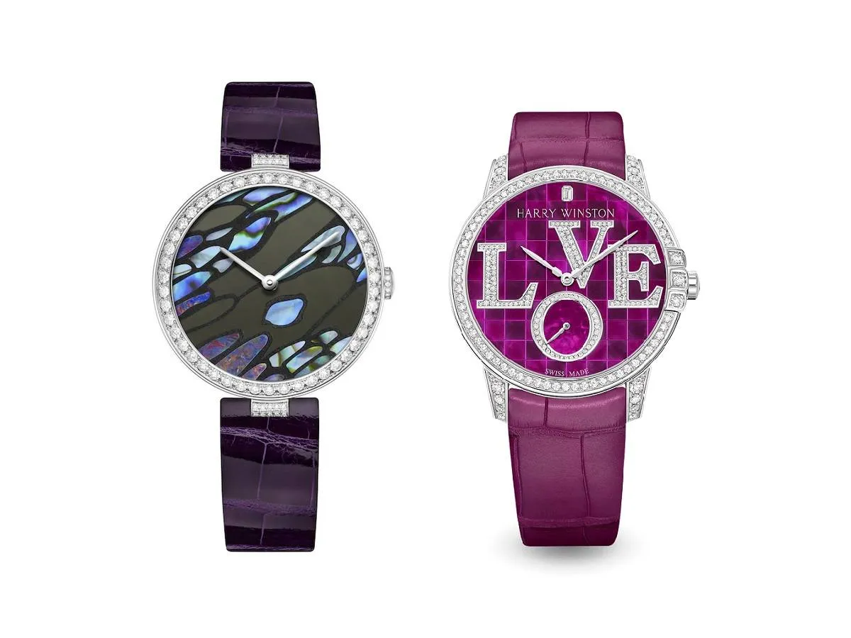 موديلات ساعات يد نسائية بسوار جلدي بنفسجي