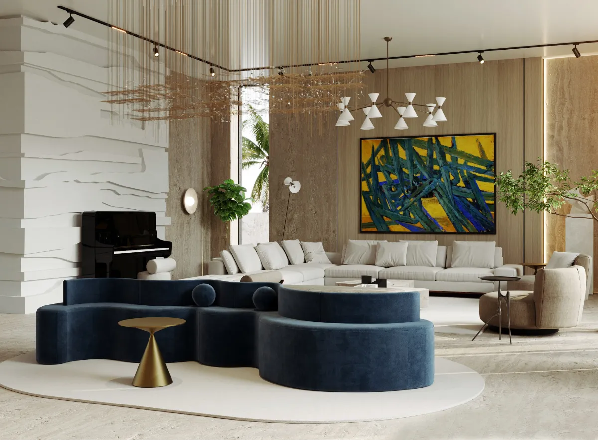 صالة يمكن الإشارة بالبنان فيها إلى تلك اللوحة التي تمثل التشابك بألوانه