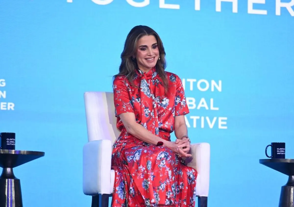 Queen Rania Al-Abdullah speaks during the Clinton Global Initiative September 2022 Meeting at New York Hilton Midtown on September 20, 2022 in New York City. Noam Galai/Getty Images for Clinton Global Initiative/AFP 